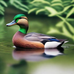 Create a detailed and lifelike image of a duck in a natural setting