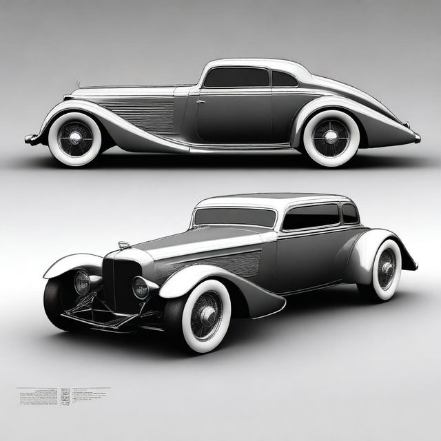 Create a custom hypercar that is a fusion of a 4-door 1932 Buick Victoria sedan and a McLaren