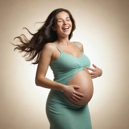 Artistic representation of a happy and glowing pregnant woman, symbolically showing the excitement of expecting 10 babies.