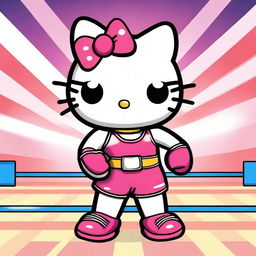 Create an image of Hello Kitty dressed as a professional wrestler