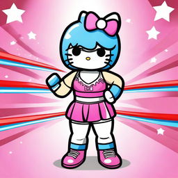 Create an image of Hello Kitty dressed as a professional wrestler