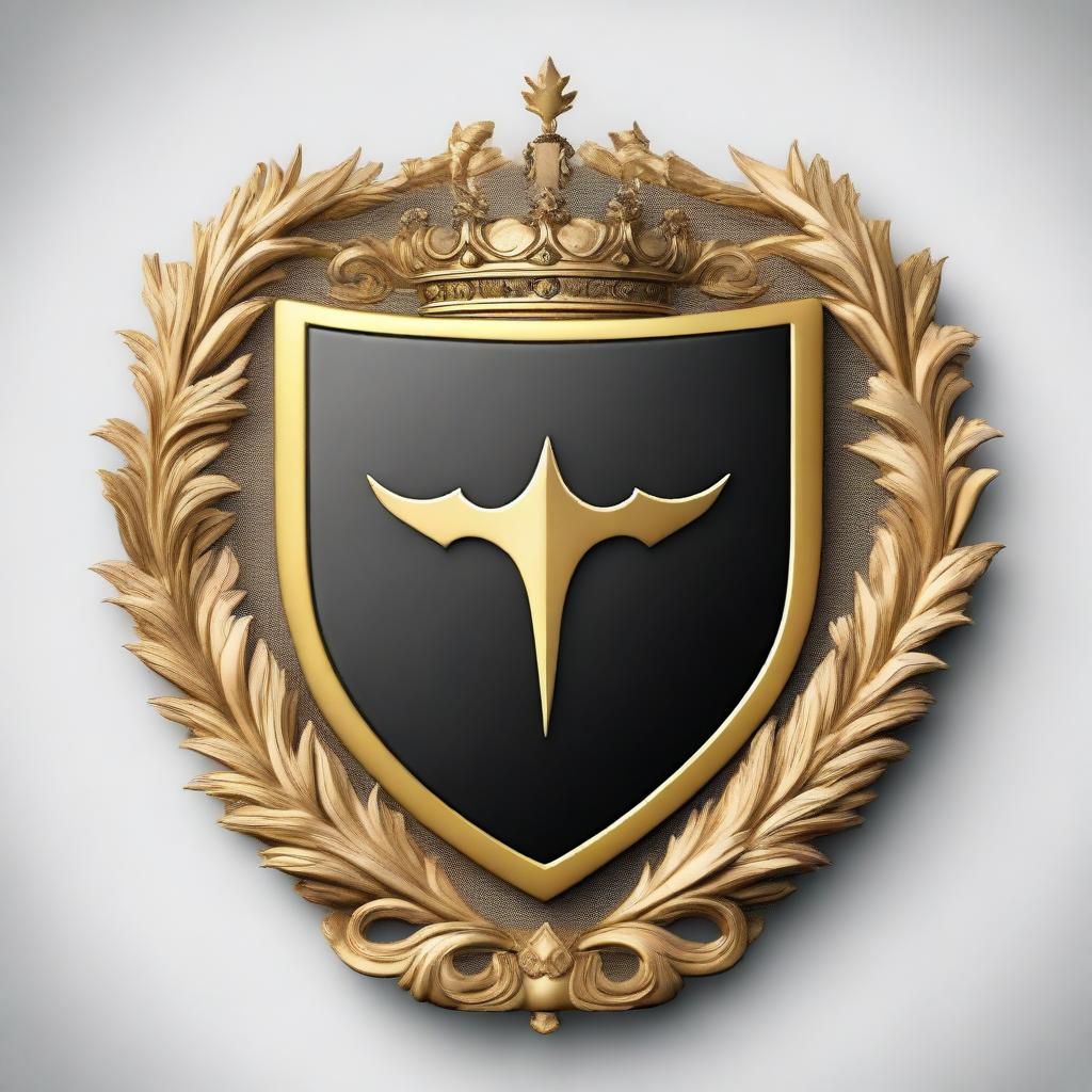 Create an image featuring a coat of arms with two golden tridents clashing over a crescent moon