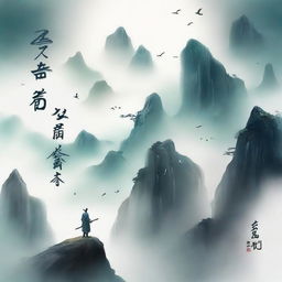 Create an ethereal and adventurous cover for a Xianxia novel titled '羽衣常带烟霞色'