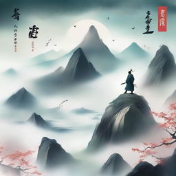 Create an ethereal and adventurous cover for a Xianxia novel titled '羽衣常带烟霞色'