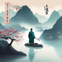 Create an ethereal and adventurous cover for a Xianxia novel titled '羽衣常带烟霞色'