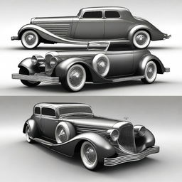 Create a custom hypercar inspired by a 4-door 1932 Buick Victoria sedan