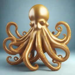 Create an image of a golden octopus with seven tentacles surrounding an udder