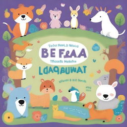 A colorful and engaging kids book cover featuring friendly animals, playful fonts, and a whimsical background