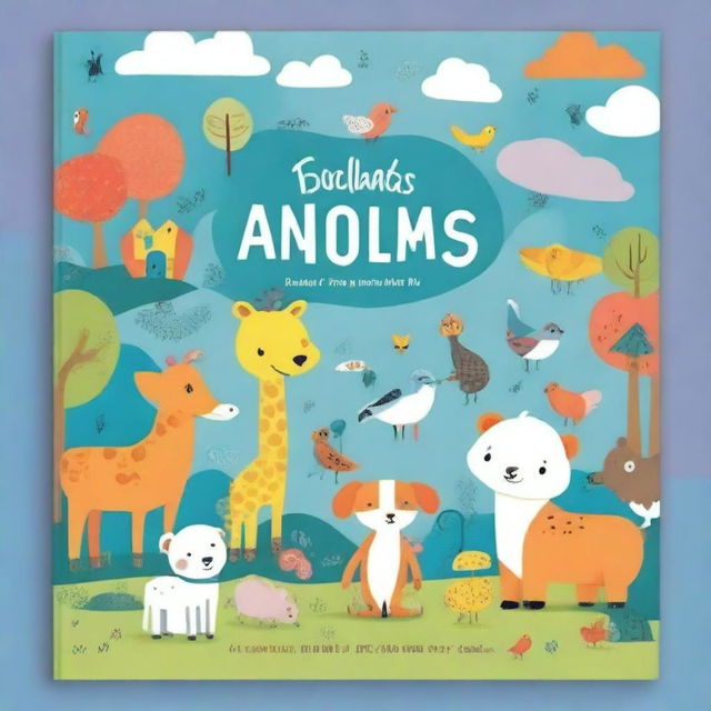 A colorful and engaging kids book cover featuring friendly animals, playful fonts, and a whimsical background