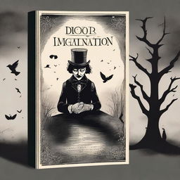 Create a horror story style book cover for a book titled 'Doors of Imagination'