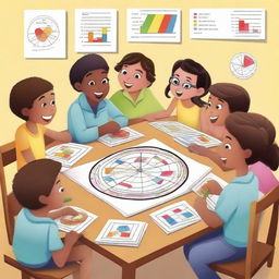 A group of children engaging in a fun and educational activity related to the mathematical constant pi