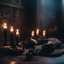 An eerie and mystical scene depicting Islamic black magic rituals