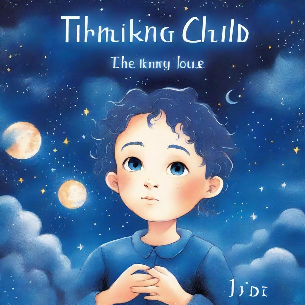 A deep blue fantasy book cover with the title 'The Thinking Child'