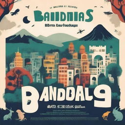 Design a movie poster titled "Bandung and 13 Creatures