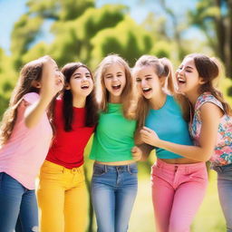 A group of girls enjoying a sunny day at the park, playing games and having fun