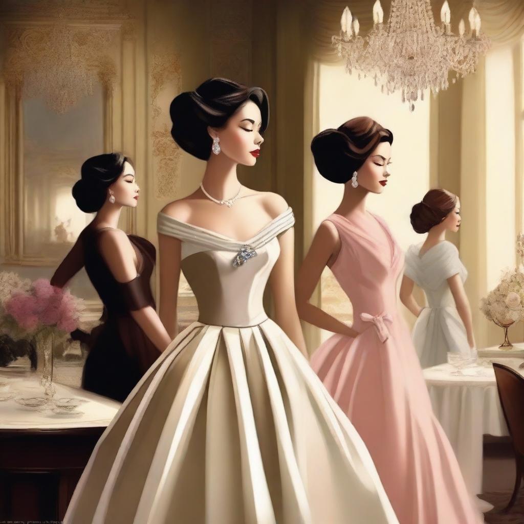 A tasteful and artistic depiction of beautiful women in a stylish setting