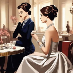 A tasteful and artistic depiction of beautiful women in a stylish setting