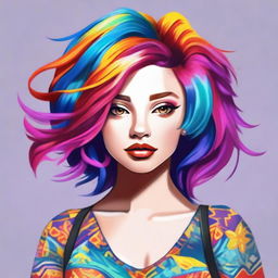 A girl with bold, vibrant hair