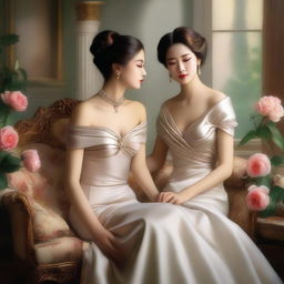 A tasteful and artistic depiction of women with a focus on beauty and elegance