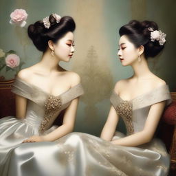 A tasteful and artistic depiction of women with a focus on beauty and elegance