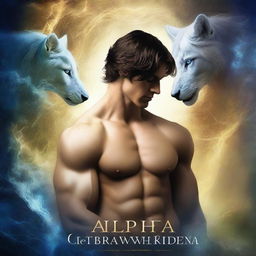 A captivating book cover for a BL story titled 'Alpha's Embrace: Reborn of the Omega'