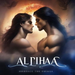 A captivating book cover for a BL story titled 'Alpha's Embrace: Reborn of the Omega'