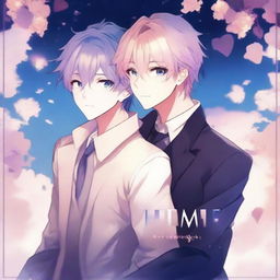 Create an anime-style image featuring two male characters in a romantic embrace