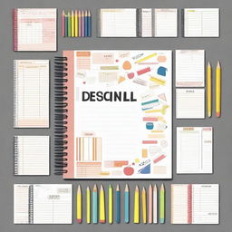 Design a cover for a school planner that is both functional and visually appealing