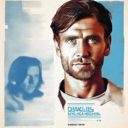 Create a film poster concept for a movie about David Anderson, a white male in his mid-20s with short to medium-length brown hair and blue eyes