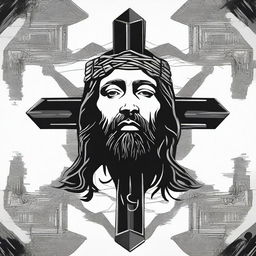 Design a compelling graphic 2D design that embodies the profound sacrifice of Jesus Christ for humanity's sins, infused with a masculine aesthetic that shows how his followers today fight for Him, inspired by @fearthelamb's TikTok channel