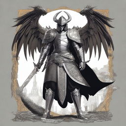 Design a compelling and edgy graphic 2D design that embodies Michael the archangel adorned in full armor fighting a big and terrifying dragon, infused with a masculine aesthetic inspired by @fearthelamb's TikTok channel