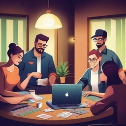 A vibrant and engaging scene of people playing poker online