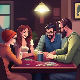 A vibrant and engaging scene of people playing poker online