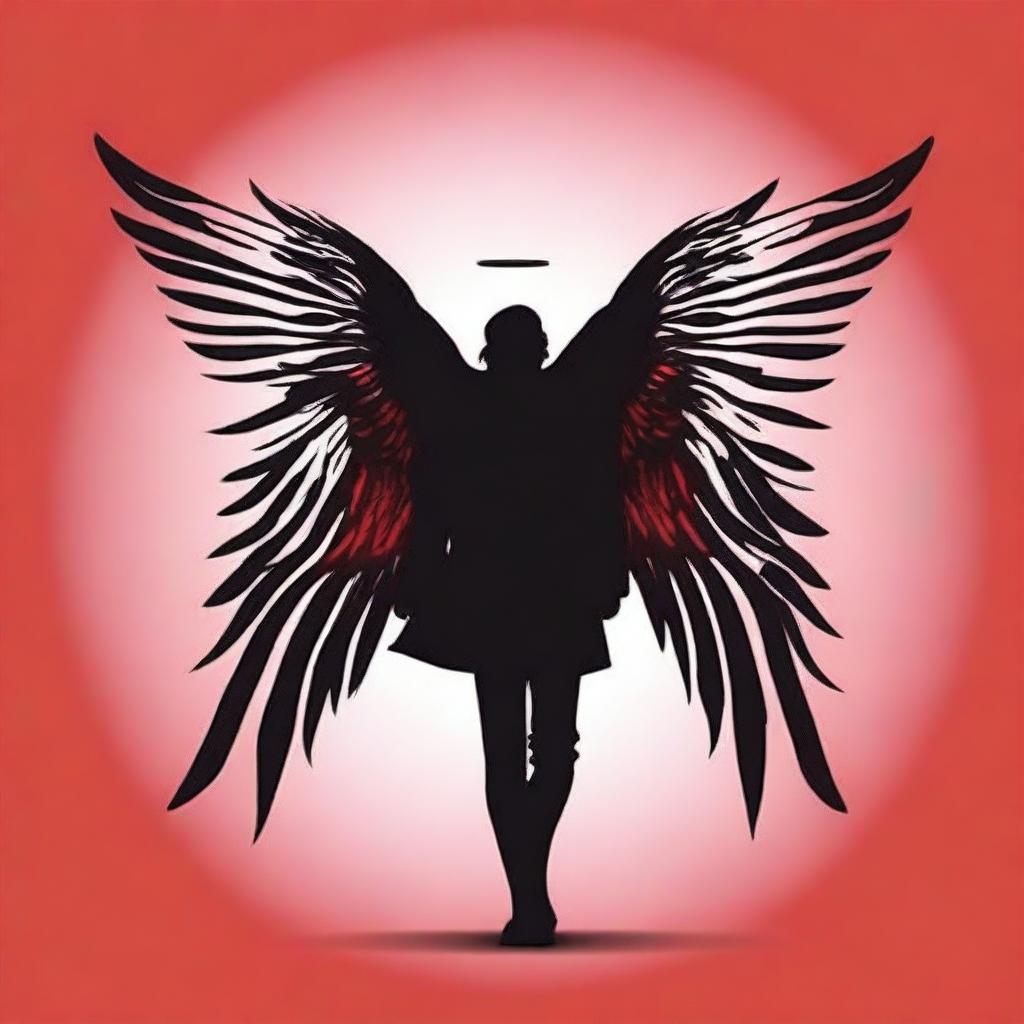 Create a book cover featuring a silhouette with angel wings