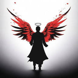 Create a book cover featuring a silhouette with angel wings