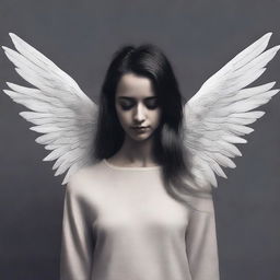 Create a book cover featuring a female with angel wings