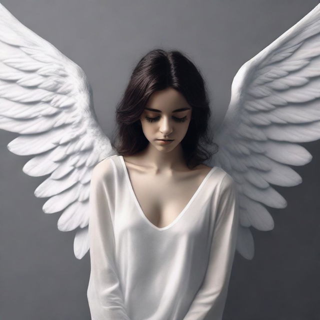 Create a book cover featuring a female with angel wings