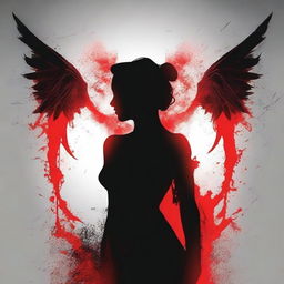 Create a book cover featuring a silhouette of a female demon with angel wings