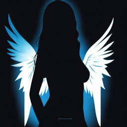 Create a book cover titled 'The Weight of Lies' featuring a silhouette of a female demon with angel wings