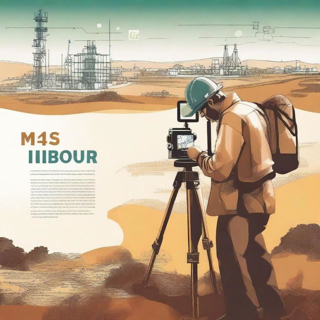 A modern schoolbook cover featuring a land surveyor