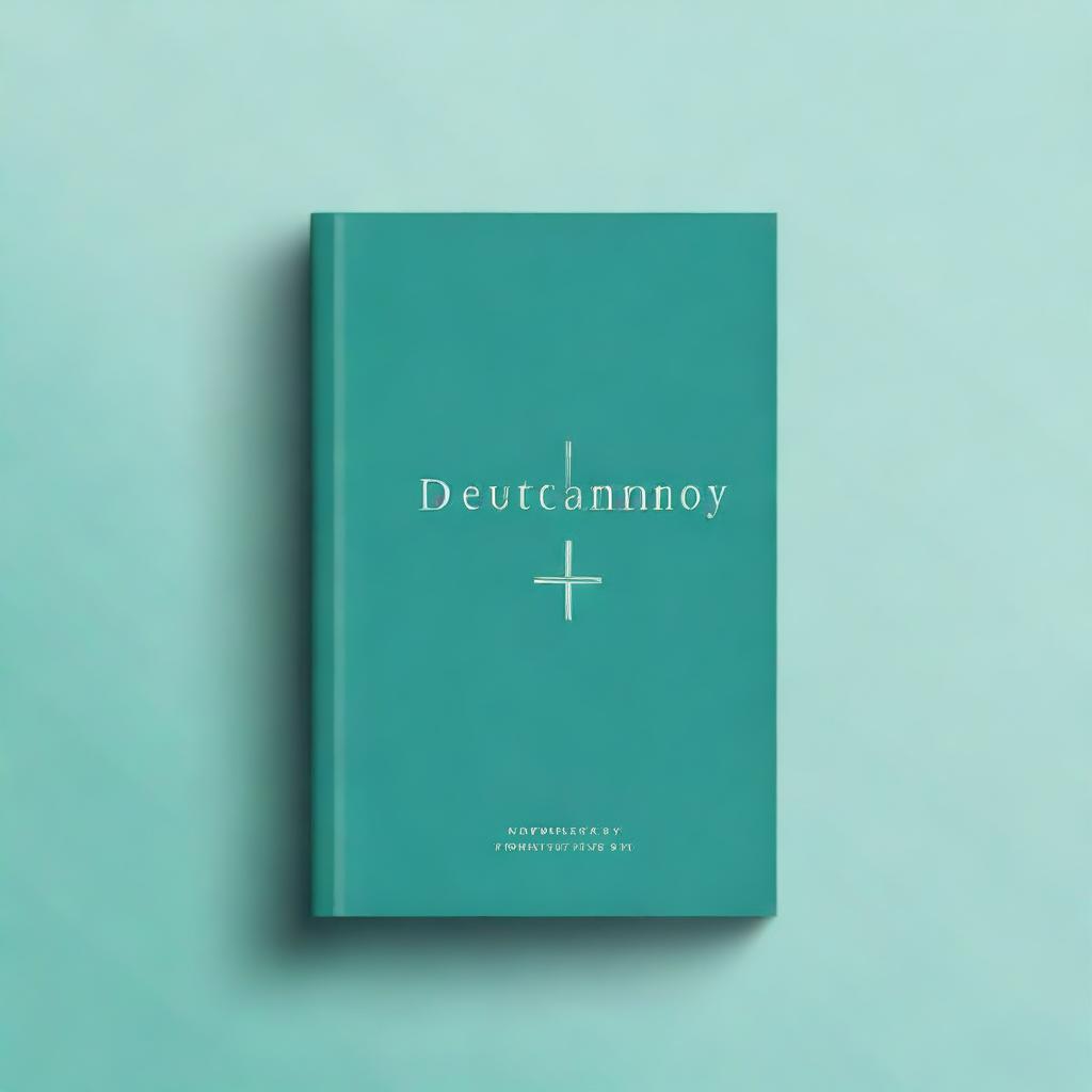 A minimalist book cover design for a commentary on the Book of Deuteronomy in teal color