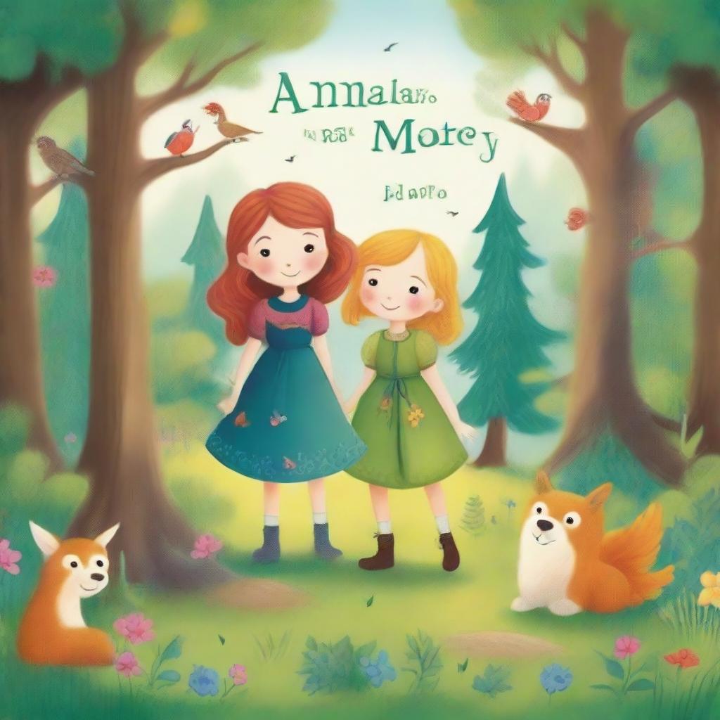 Illustration of Anna and Merry, two adventurous characters, in a charming and whimsical storybook setting