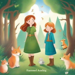 Illustration of Anna and Merry, two adventurous characters, in a charming and whimsical storybook setting