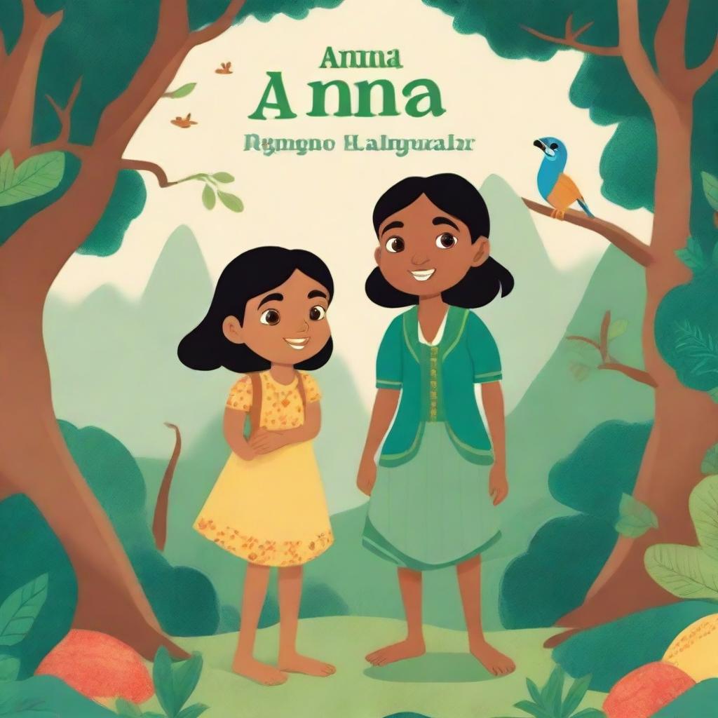 Illustration of Anna and Mery, two adventurous characters, in a charming and whimsical storybook setting