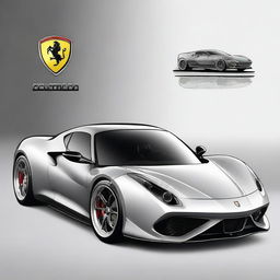 Create an image of a unique car that is a cross between an Alfa Romeo and a Ferrari