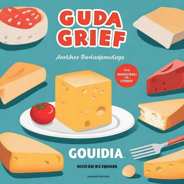 Create a front cover for a book titled 'Gouda Grief: Another Ball Drooper Short Story' by Dick Peterson