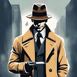 Create a front cover for a book featuring a detective holding a cheese knife