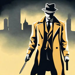 Create a front cover for a book featuring a detective holding a cheese knife