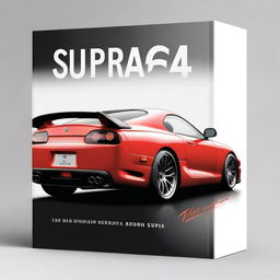 Create a book cover featuring a legendary Supra Mk4 car