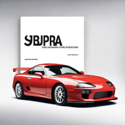 Create a book cover featuring a legendary Supra Mk4 car